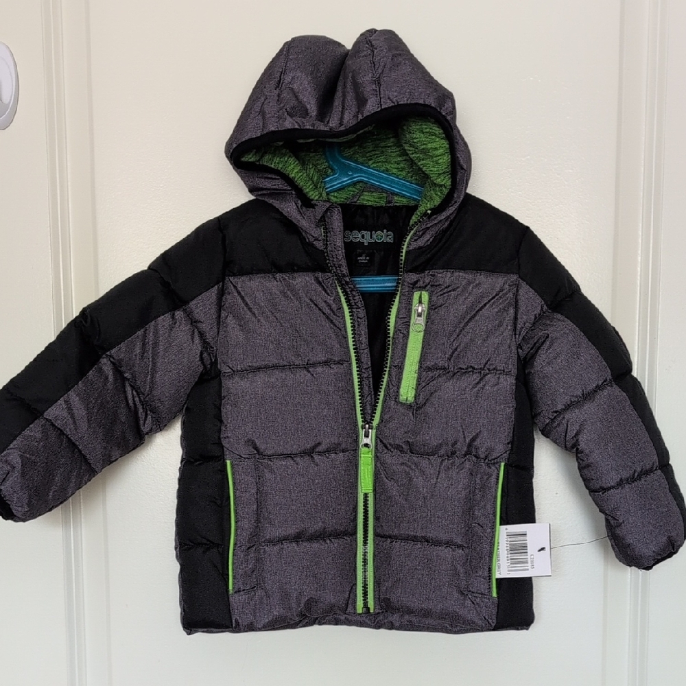Sequoia Kids Puffer Jacket - Black and Green 3T